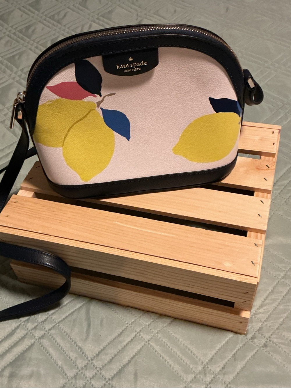 kate spade Lemon Print Crossbody Bag - White, Yellow & Navy